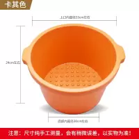 手提塑料泡脚桶加厚加深按摩足浴桶足浴桶家用洗脚盆足浴盆 牛筋桶(卡其色)