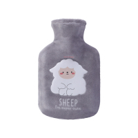 热水袋暖宝宝暖水袋毛绒注水学生可爱敷肚子大小号随身迷你暖手宝 坐姿羊(小号灰色)