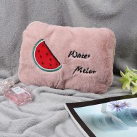 充电防爆丝光热水袋内胆电暖宝宝注水暖手宝暖水袋暖肚子暖宫暖腰 毛绒兔毛西瓜【普通线】可拆洗