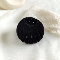 网红时尚毛绒扎高马尾发圈鸟巢懒人盘发神器固定丸子头抓夹发夹卡 黑色