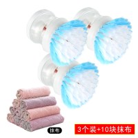 刷锅神器家用洗锅刷厨房不沾油洗碗刷多功能刷子可手动添加洗洁精 3个装(颜色随机)+10块抹布
