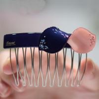 韩国发夹成人发梳插梳刘海神器蝴蝶结发卡简约甜美彩色头饰发饰女 紫粉色