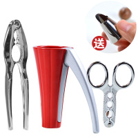 大核桃夹子神器省力家用剥核桃工具多功能夹核桃钳子剥壳器 [红色]大核桃夹+小坚果+瓜子夹