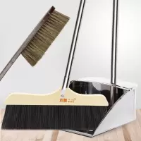 扫地笤帚猪鬃毛扫把簸箕套装家用单个扫帚组合软毛扫头发刮水神器 不锈钢柄扫把+簸箕+床刷