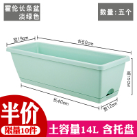 长方形塑料花盆阳台种菜盆种菜神器霍伦挂式厂家直销特大清仓 淡绿色花盆5个 大
