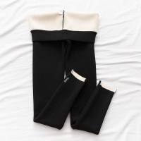 [加绒/不加绒]秋冬加厚羊羔绒螺纹打底裤女士护膝外穿保暖棉裤 黑色特厚羊羔绒 L