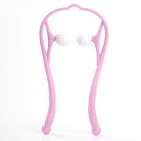 颈椎按摩器仿真人揉捏颈部家用手持小神器天鹅颈神器手动夹脖子 粉红色