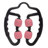 包裹式四轮夹腿瑜伽健身泡沫轴滚轮瘦腿弹性腿部肌肉放松按摩滚轴 水滴粉(软)