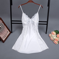 睡衣女夏吊带睡裙夏天冰丝绸性感薄款情趣美背极度诱惑蕾丝家居服 白色 160(M)