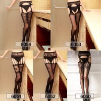 性感情趣丝袜女黑色薄打底袜镂空美腿袜高筒一体吊带网袜胖MM大码 50+51+52+53+54 均码