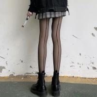 黑色丝袜连裤春夏薄款ins潮黑丝jk性感网红情趣线条欧美袜子女长 黑色 均码