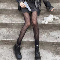 渔网袜黑色丝袜jk连体裤袜长筒性感情趣ins大网格火辣鱼黑丝 GD网袜 均码