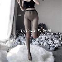 兔茶姬:速攻暴击情趣网袜非开档女式性感学生诱惑黑网格连裤丝袜 黑色小网 均码