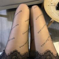 Nunnally网红字母黑丝大码巴黎B家连裤袜情趣丝袜诱惑 辣妹穿搭 不开档字母丝袜 有问题可联系客服 均码(170cm