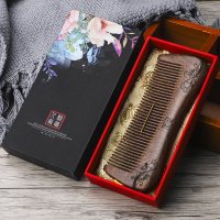 檀木梳子女士专用长发木梳牛角梳按摩头皮家用经络防静电耐用天然 长款檀香木梳[礼盒装]
