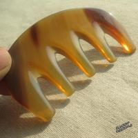 牛角梳子天然按摩梳子头部经络纯家用大齿防木梳脱发头皮宽齿 西藏牦牛角五齿梳 送精油 送穴位图