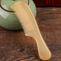 黄牛角梳子精品加厚天然檀木檀香木大长发按摩脱发男女专用防 牛角梳圆柄加厚18cm