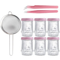 燕窝分装瓶耐高温便携燕窝三件套挑毛镊子玻璃密封小罐空瓶燕窝瓶 粉色套餐三件套+六个100ml裙摆