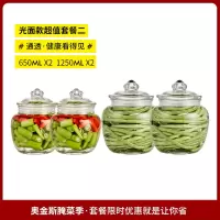 泡菜坛子食品密封罐玻璃瓶子家用加厚小号带盖糖果储物咸腌菜容器 光面款套餐二