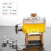 泡酒玻璃瓶子专用饮料桶密封罐带盖2斤装玻璃酿酒坛子复古酒罐子 2斤酒桶+竹架底座(含龙头)