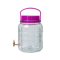 无铅加厚玻璃瓶泡酒瓶10斤20斤自酿葡萄酒瓶酵素密封罐储物罐 20L (40斤)纯铜龙头