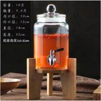 泡酒瓶带龙头3斤5斤10斤人参药酒瓶密封罐自酿葡萄酒玻璃瓶家用 10斤+不锈钢龙头+竹底座