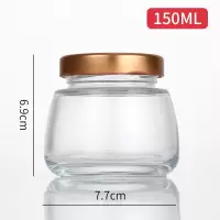 燕窝玻璃瓶密封罐无铅耐高温空小号带盖燕窝瓶子便携家用即食鲜炖 150ml鲜炖燕窝瓶金盖 8只＋贴纸