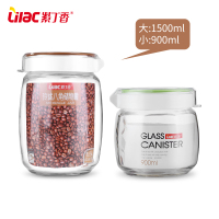 玻璃密封罐防潮储物罐食品干货杂粮瓶大号奶粉罐蜂蜜瓶套装 储物罐套装1500ML+900ML