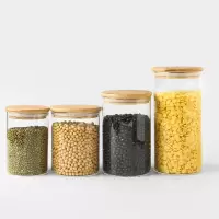 玻璃密封罐防潮五谷杂粮储存罐奶粉茶叶盒干果白糖收纳盒储物罐子 4个装 玻璃罐[650ml]+[900ml]+[1100m