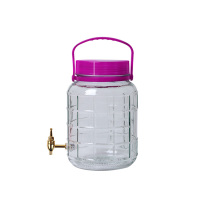 家用加厚玻璃瓶5L泡酒瓶10斤自酿葡萄酒坛密封罐厨房储物罐带龙头 10L(20斤)纯铜龙头