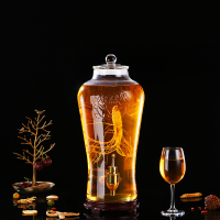 玻璃泡酒瓶带龙头5斤10斤15斤家用人参鹿茸药酒泡酒专用玻璃罐子 15斤+铜龙头+底座
