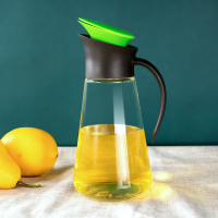 家用卡通油壶企鹅自动开合玻璃油瓶大容量厨房防漏酱醋调料罐 [升级款企鹅]550ml