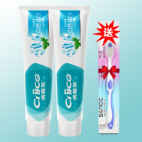 牙膏200g*2支去黄牙垢亮白去口臭口气清新薄荷家用 盐白牙膏2支+牙刷 200g