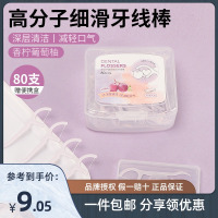 高分子超细葡萄牙线棒80支装家庭装随身牙签剔牙线