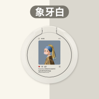卡通名画手机支架粘贴式新款指环扣潮牌桌面懒人神器指环支架象牙白手环多功能旋转车载磁吸自拍通用单个支架 [象牙白-蓝头巾少