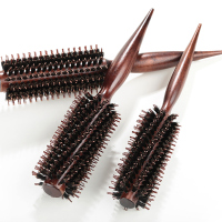 卷发梳子内扣家用尖尾挑梳子吹直发梨花猪鬃毛梳理发店美发卷滚梳 [--直纹大号--]