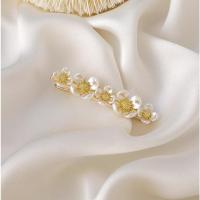 梨花系列发夹甜美可爱贝壳花朵边夹绿色树叶弹簧夹鸭嘴夹发夹发饰 五朵花鸭嘴夹