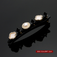 编发鸭嘴夹子四叶草女发夹珍珠碎发发卡韩国头饰公主网红气质甜美 白四叶草珍珠