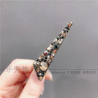 韩国重工金属水钻发夹日韩简约复古水晶头饰卡子鸭嘴夹侧边刘海夹 三角