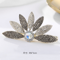 德鲁纳酒店同款iu头饰韩国水钻发夹边夹优雅气质小号鸭嘴夹女发饰 灰色右边