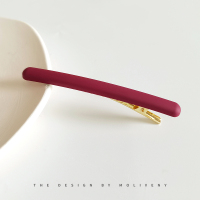 韩国网红夹子头饰少女刘海边夹鸭嘴夹简约哑光碎发夹外出百搭发卡 磨砂酒红