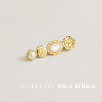 复古名媛风气质鸭嘴夹合金珍珠猫眼石发夹侧边夹子一字夹刘海夹女 猫眼石款