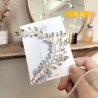 仙女超仙金色树叶发夹顶夹甜美发卡刘海夹子头饰鸭嘴夹复古侧边夹 左边水晶头饰款