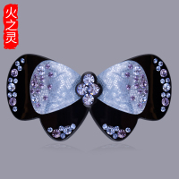 妈妈发夹优雅气质水钻头发夹子发饰品头饰大号发卡后脑勺一字夹 蓝色(常规版-两档扣头)