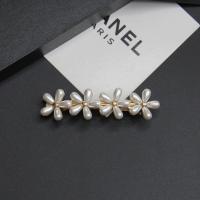 珍珠花朵发夹后脑勺横夹一字夹韩国优雅气质弹簧夹顶夹扎头发夹子 大花朵