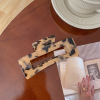 韩国豹纹大号发夹后脑勺气质头发抓夹洗脸发卡夹子复古头饰发抓女 1#米色豹纹/大号