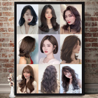 理发店装饰画美发店个性墙壁画挂画发型图贴画网红发廊海报背景墙 乳白色 01 60cm宽*80cm高(大气) 9mm厚度(