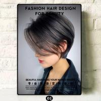 美发店装饰背景墙发廊无框发型图片挂画理发店相框组合墙壁免钉画 1 32寸60*80厘米（免钉） 8mmPS高密度板！ 单