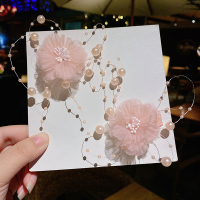 超仙儿童花朵头花发夹女童宝宝小女孩蝴蝶发卡发饰头饰夹子卡子女 2#水晶纱花橘粉色2个 收藏宝贝优先发货