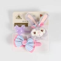 星戴露史黛啦拉兔毛绒胸针达菲雪莉枚熊头绳发夹发绳发圈发饰夹子 卡其色 绳+夹 粉蓝蝴蝶结